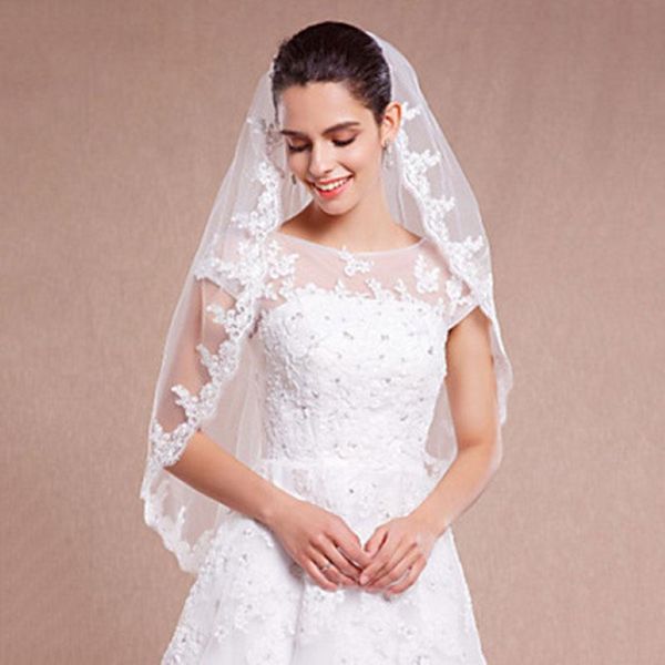 Veli da sposa velo avorio bianco avorio di punta di punta accessori per matrimoni Applique bordo con pettine 221m