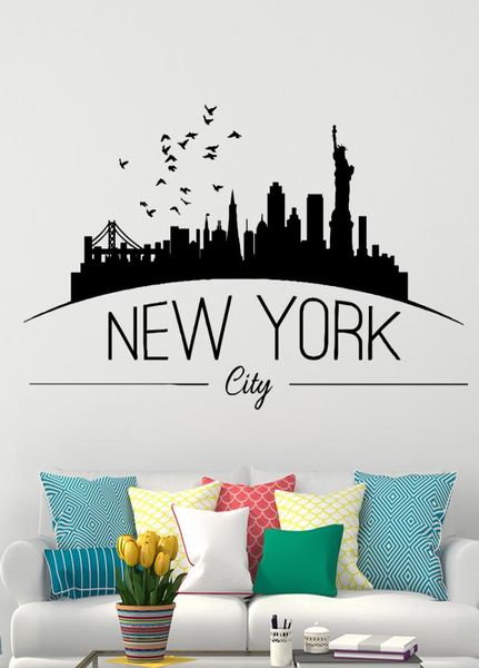 Adesivo de parede da cidade de Nova York para decoração de quarto decoração de sala de estar adesivos de vinil decoração de casa papel de parede2175177