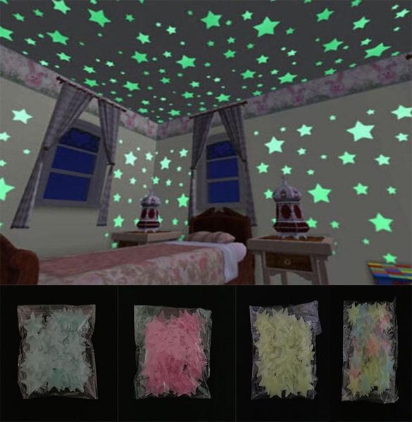 500pcs 3D Sterne leuchten in den dunklen Wandklebern leuchtende fluoreszierende Wandaufkleber für Kinder Babyzimmer Schlafzimmer Decken Wohnhäuser DA5303930