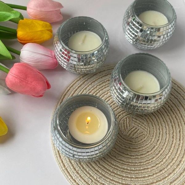 Titulares de vela redondo bola votiva espelhou Small Tealights Jar para casamento