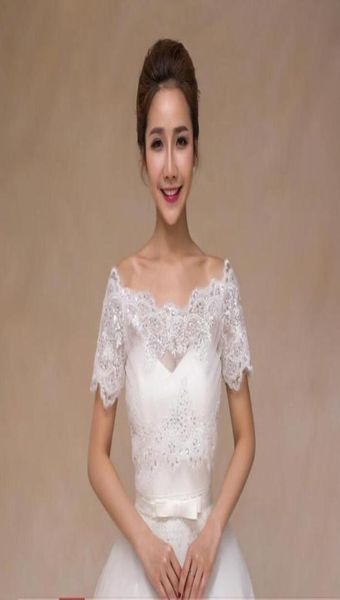 Элегантная слоновая кость красное свадебное кружевное кружево Bolero Sparkling Masha Fashion Bridal Jacket Summer Sharug Women Shawls Свадебные аксессуары7619897