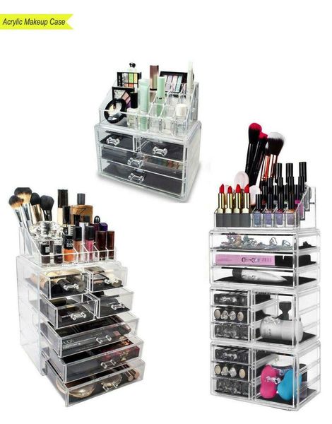 Case di trucco acrilico Caspers per organizzatori di gioielli cosmetici Box W Multi Drower5347447