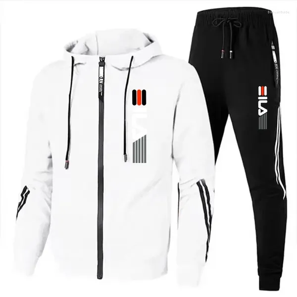 Felpa con cappuccio da uomo 2024MENS tracce con cerniera con cerniera a 2 pezzi set autunno inverno maschio giacche sportive casual quotidiane da jogging top o padella