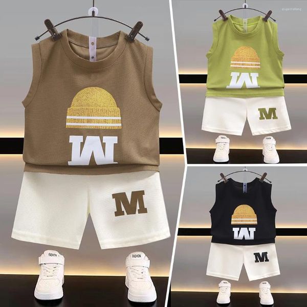 Roupas conjuntos de roupas de verão meninas de meninas roupas estilizadas com letras impressas camisas e shorts 2 peças ternos de trajes de tracks de baixo para as crianças.