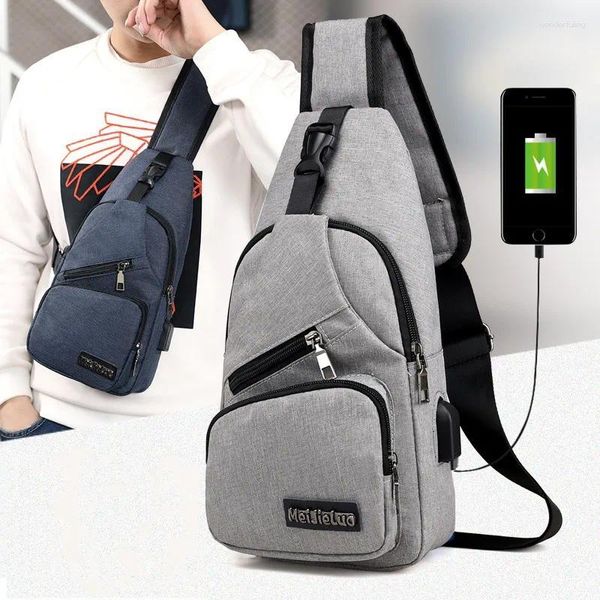 Taillenbeutel männliche Schulter USB -Ladebody -Männer Anti -Diebstahl Chest Bag Schule Sommer kurzer Trip Messengers