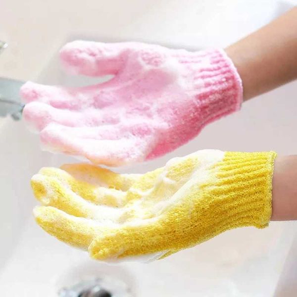 Аксессуары для ванн инструментов 1 Пара отшелушивающих скрабовых перчаток для тела, очищающая массаж Bast Wisp Увлажняющий спа -пена