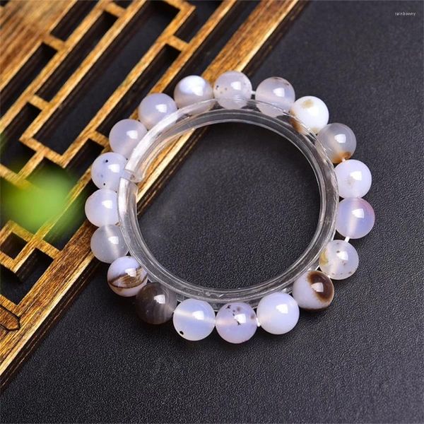 Bracelets de link 10mm 10mm Branco natural e preto Bracelet Bracelet Crystal Reiki Cura Pedra Jóias Gifting Gift for Women 1PCS