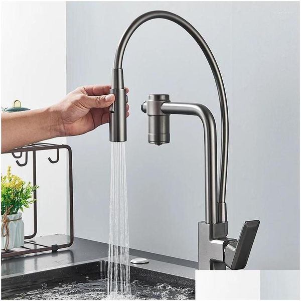 Küchenarmatur Schwarze grau gefilterte Wasserfilter Percolator Wasserhahn Reinigung Featur