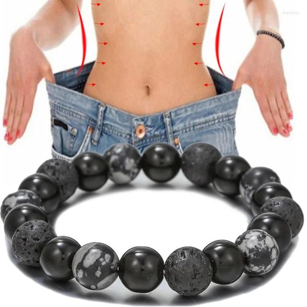 Armreifen natürliche schwarze Vulkanstein -Perlen Armband Schlampenergie Armbänder Frauen Männer Schmuck Armreifen Gesundheitsgeschenk