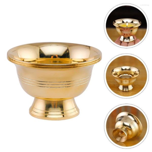 Titulares de vela Buda manteiga lâmpada de lâmpada de cobre Stand para templos retro decors castiçal