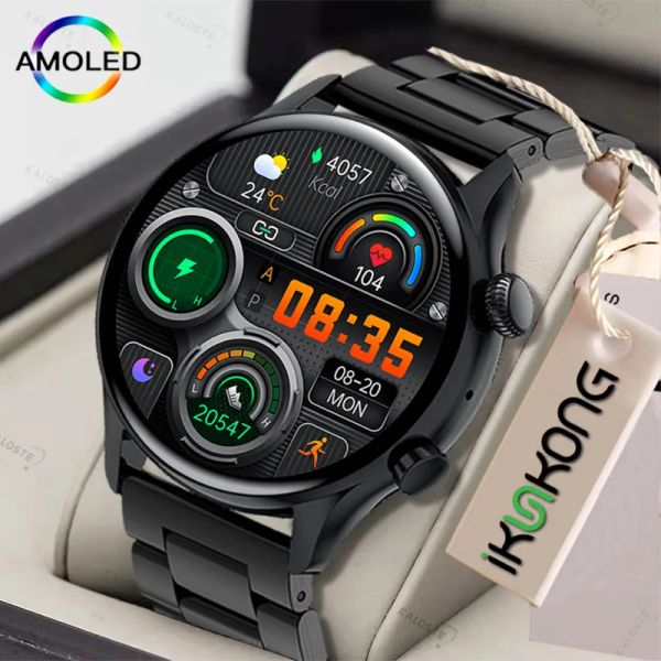 Relógios 2022 NFC Bluetooth Call SmartWatch Men AMOLED 390*390 HD Screen Sempre exibe o tempo de discagem personalizada de luxo Smart para homens