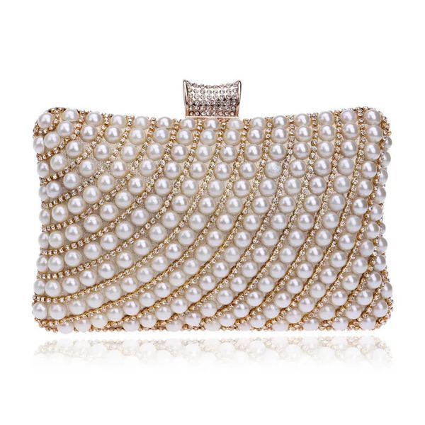 Borse da sera da donna da letto Diamonds Shell Lady Small Day Cena Cena da sposa Bridal Hollow Pearl Borse 240426