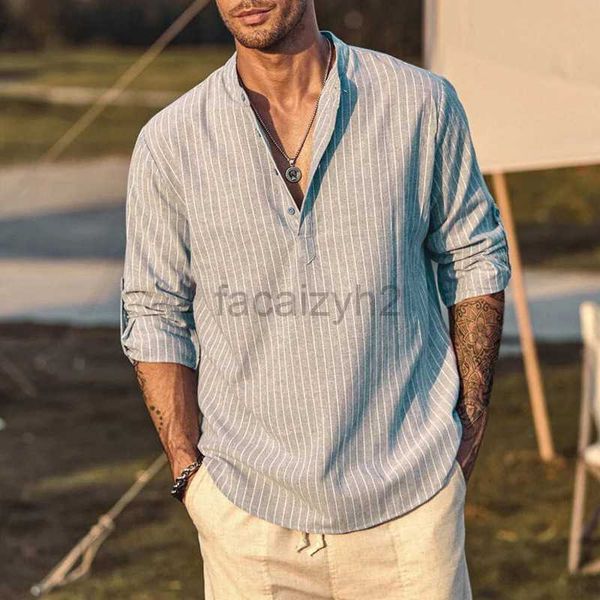 Magliette da uomo camicia a maniche lunghe che vendono a caldo e estate nuove maschile a strisce maschile maschile maschi