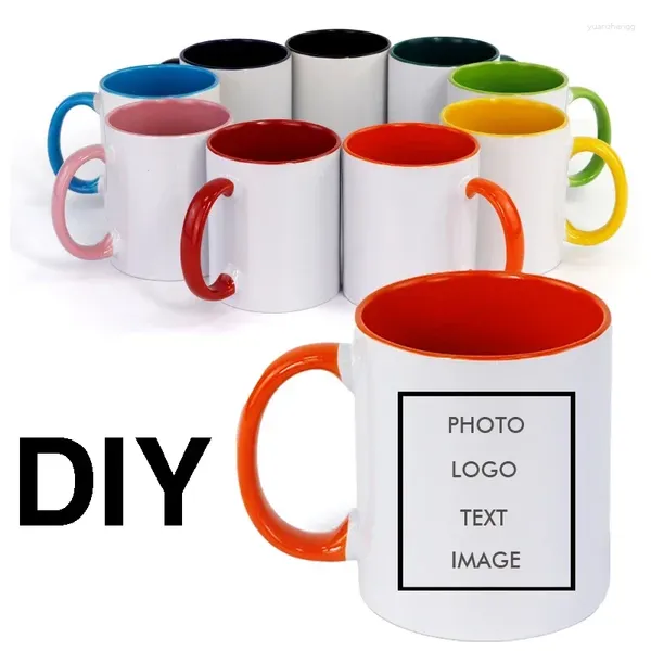 Wasserflaschen benutzerdefinierte Keramik -Becher -Farbe im Inneren und Handlungsbecher -DIY -Bild po Bild Logo Textgeschenke