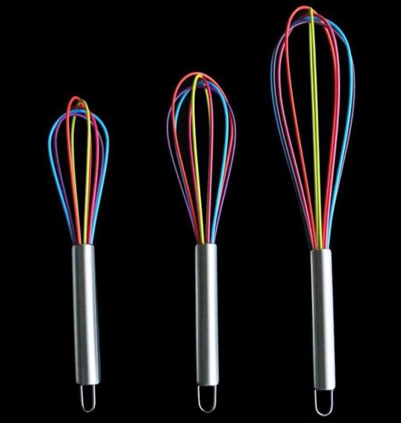 Liquidificador de leite de ovo de cozinha liquidificador colorido silicone wire whisk squeling aço inoxidável mixer acessórios de cozinha wx942340627