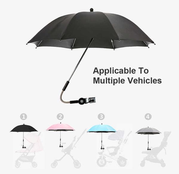 Parasol universal para carrinhos de carro e guarda -costas para o sol e com capa de chuva Sun Protection Stroller Umbrella H10155764213