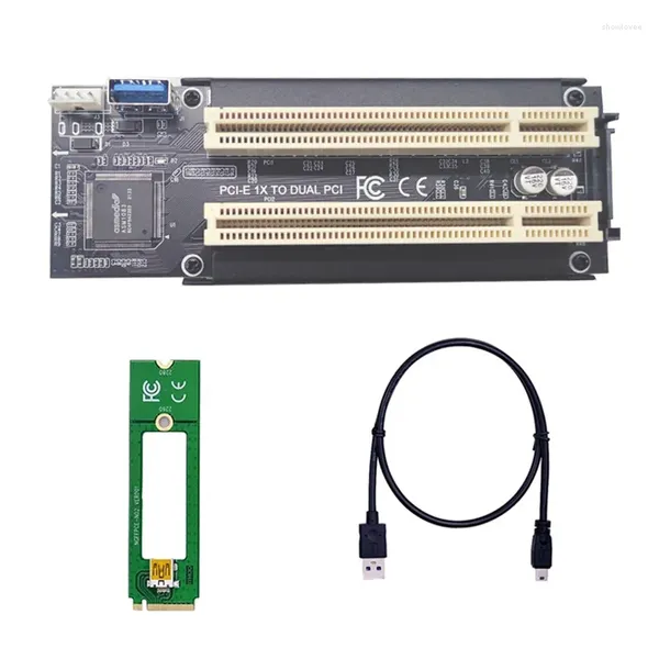 Computerkabel M.2 zu Dual PCI-Adapterkarte PCI-Express X1 NVME KEY-M-Konverter für den Desktop-PC ASM1083-Chip