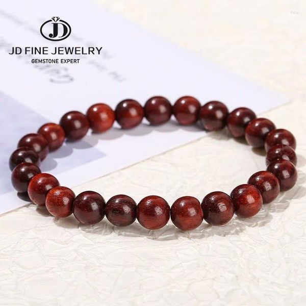 Strand JD Berço de madeira natural Bracelete de oração de sândalo Red Mulheres homens homens vintage de ioga de ioga de ioga