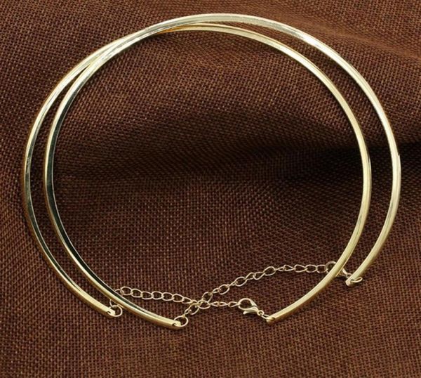 1 pc Nuovo punk Simple Round Circle Tocches per donne Ladies Metal Gold Collana Silver Wire Collar Collar Fashion Jewelry 20185904924