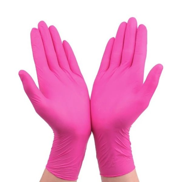 Handschuhe rosa Handschuhe Einweg Nitrilpulver frei Gummi für Latex Handschuhe Lebensmittel Küche Haushalt Kochen Reinigung Lila Schwarz 100pcak