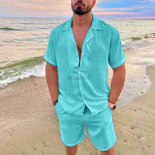 Мужские спортивные костюмы уличная одежда 2024 Hawaii Men's Summer Polo Solid Short Shorts Set Set Plus Set Set