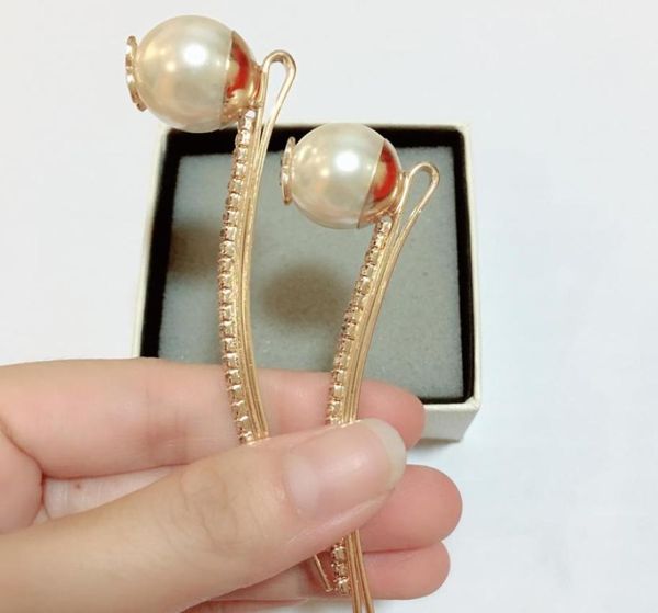 Мода Big Pearl Hair Clips Water Drill Hairpin One Word Clip For Ladies Collection украшения VIP -подарок 4784484