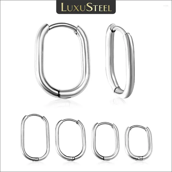 Brincos de argola Luxusteel 2pcs aros ovais de aço inoxidável para homens homens colorido de rocha de rocha prateada dourada Presente de jóias de piercing