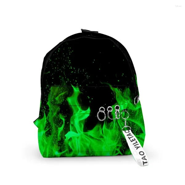 Backpack harajuku Flame School Borse Boys Girl Girl Small Travel Borse 3D 3D Oxford Waterproof Key Chain Notebook Backpacks