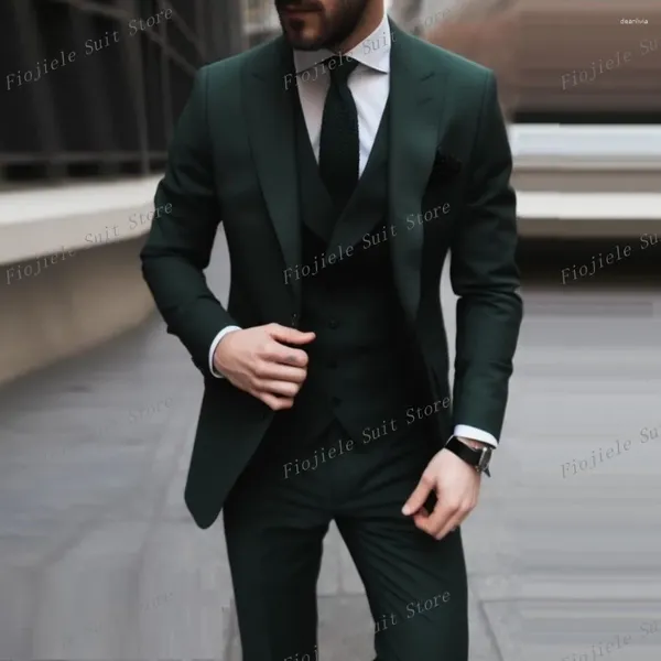 Abiti da uomo maschi scuro uomini affari affari balli casual abiti da sposa da smoksman festa di nozze maschio da 3 pezzi set blazer gilet pantaloni