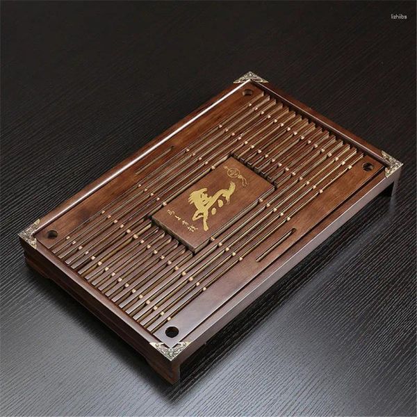 Teeschalen Pferd Muster Holzschalen Entwässerung Wasserspeicher Set Schubladenbretttisch Chinesische Zeremonie -Werkzeuge