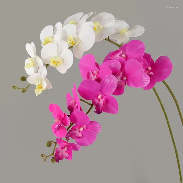 Декоративные цветы 100 см. Шелковая искусственная цветочная ветвь орхидея phalaenopsis Real Touch Potted Butterfly Украшение свадебная вечеринка