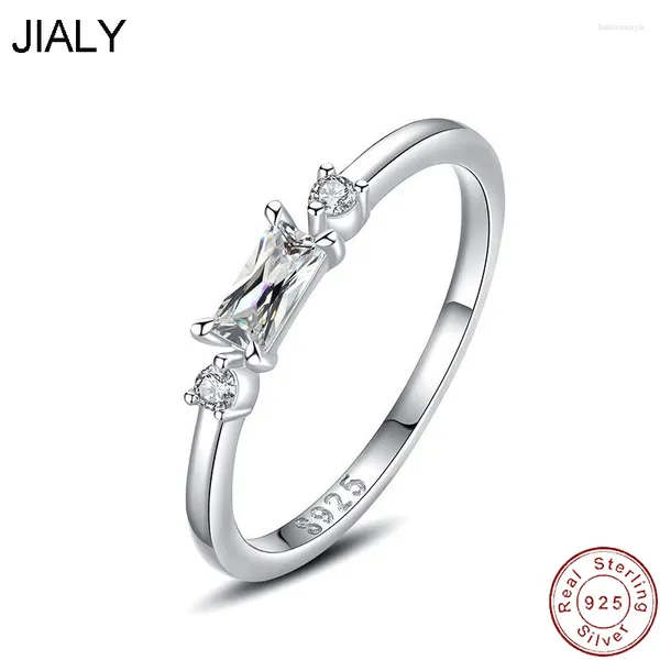 Clusterringe Jly feine europäische Würfel Zucker CZ S925 Sterling Silber Ehering für Frauen Geburtstagsfeier Geschenk Schmuck Schmuck