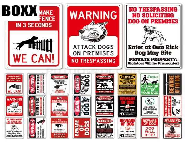 Fai attenzione al cartello del cane che avverte segnale di protezione metallica Dog Sign Decor yard No Trespassing Metal Dog1638281