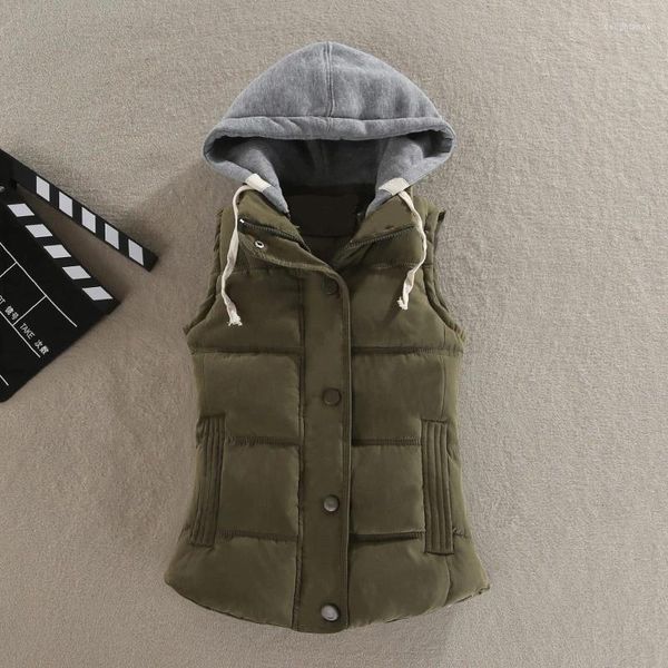 Coletes femininos Volalo 6xl Mulheres colete de inverno Casaco de inverno Gilet Gilet Colete Feminino Casual Capuz Capuz Capel