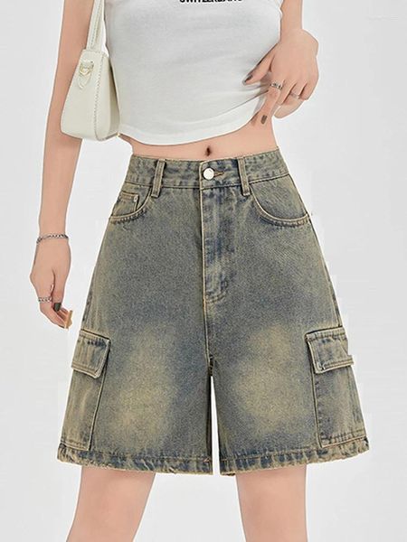 Pantaloni da donna versatile alla moda americana y2k shorts denim da donna in stile coreano jeans largy high street 2024 estate chic streetwear