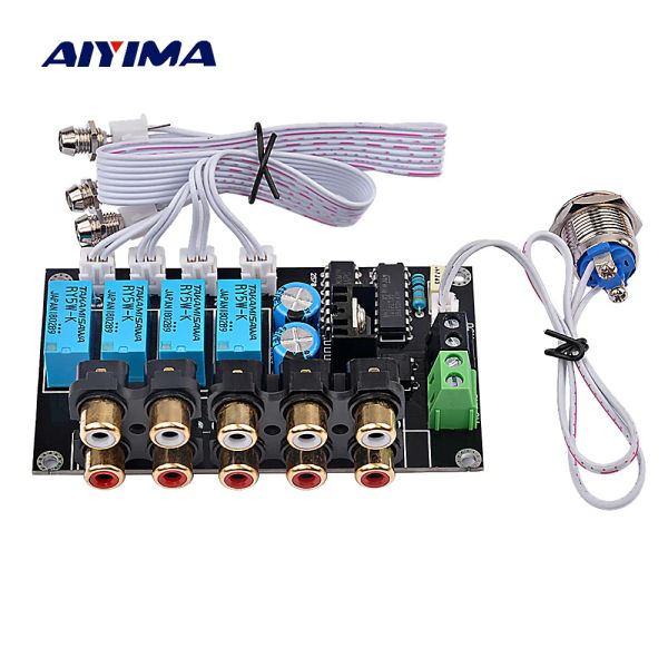 Усилители Aiyima Stereo усилитель четырехсторонний Hifi DC AC Aud Switch Board Relay Relay Select усилители Amplificador DIY для домашнего кинотеатра