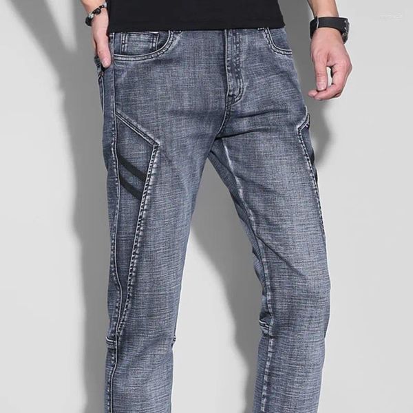 Jeans masculino Design casual de jeans jeans spliced slim confortável calça masculina de quatro temporadas calças de estilo clássico de estilo clássico