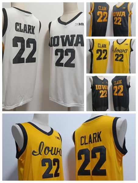 Maglie da basket Iowa Hawkeyes Jersey NCAA College 22# Caitlin Clark Men Kidies Ladies Black White Yellow Custom Custom