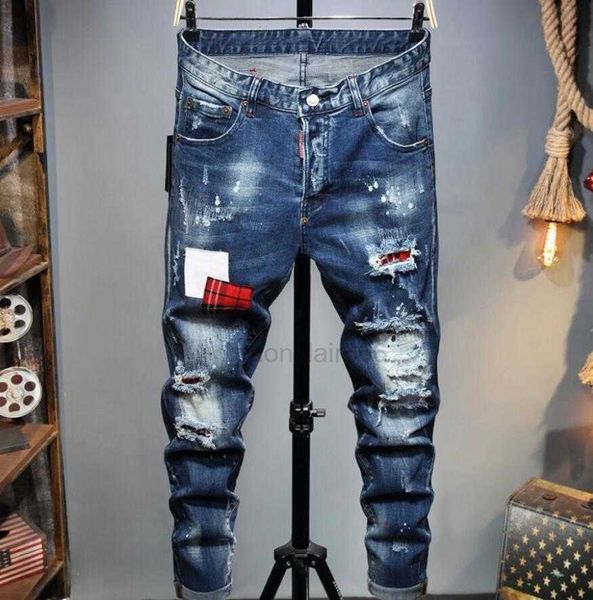 Erkekler Mor Marka Marka Marka Marka Beyaz Siyah Moda Markası Pantalones Vaqueros Para Hombre Motosiklet Nakışları Yakın 2 VWESJPCH