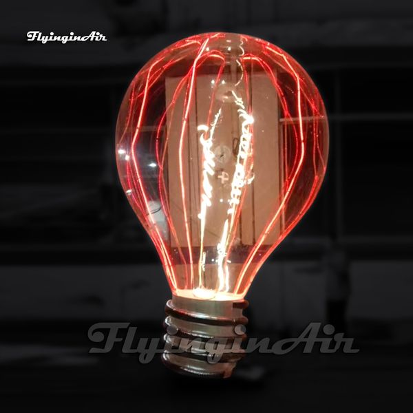 A iluminação grande por atacado Modelo de lâmpada inflável transparente LED LED LEDBULBULBULBULO Réplica Luz de tira de balão dentro para decoração de festa