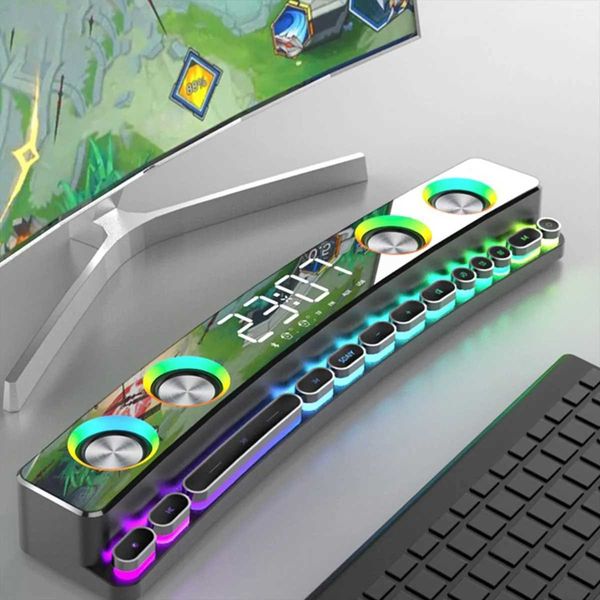 Taşınabilir Hoparlörler Soaiy SH39 RGB RENK BAS TF KARTI USB Flash Drive Destekli Mikrofon Girdi Ev Kablosuz Bluetooth 5.0 PC Oyun Hoparlörü J240505