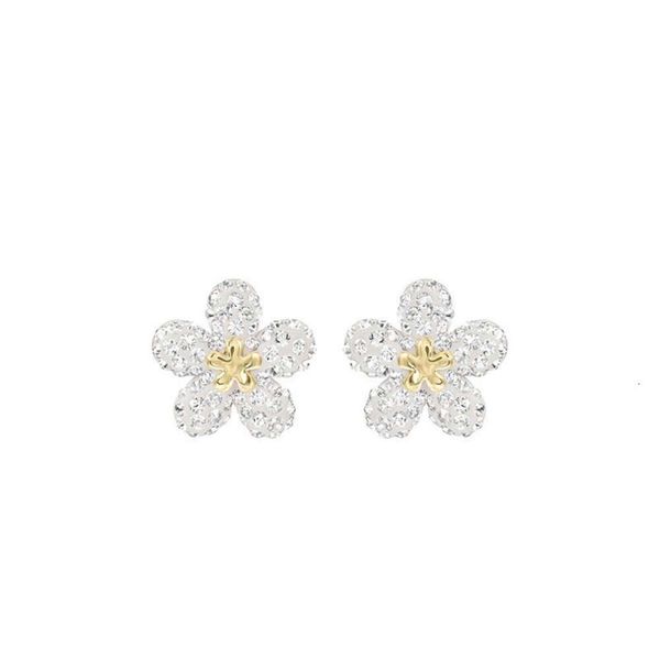 Pescoço sem pescoço para mulher Swarovskis Jewelry Versão alta Brincos pequenos de flores frescas para mulheres Brincos de cristal de elementos para mulheres