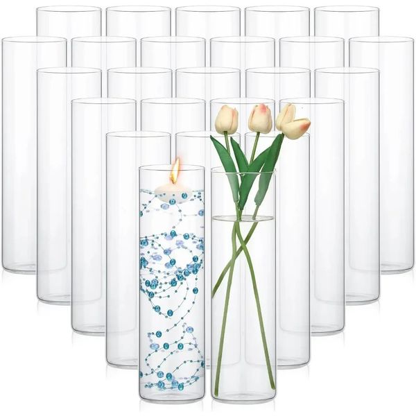 Vasos de cilindro de vidro Hurricane a granel Os porta -velas flutuantes 24 vasos de mesa pcsclear