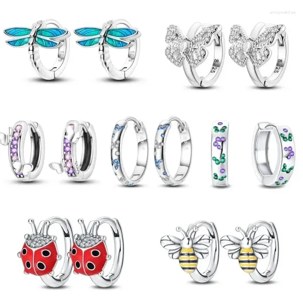 Çember Küpe Dragonfly Stud Kadınlar İçin 925 STERLING Gümüş Kulak Saplamaları Moda Takı Partisi Düğün Engemen Hediyesi