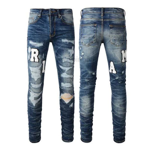 Jeans da uomo jeans jeans designer maschi jeans hip-hop fiuste latte lavabile lettera jeans retrò maschile design moto ciclono jeans sottili dimensioni 28-40.8556