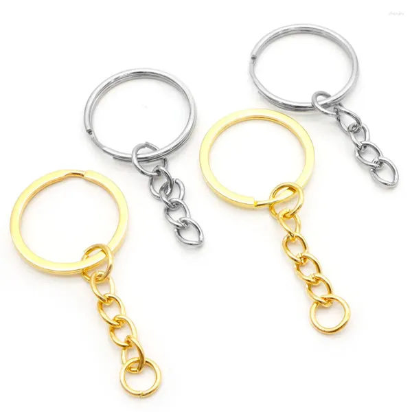 Keychains 100pcs em branco Keyring Keychain Anéis de aço inoxidável anel de metal keyfob keyfob anel de metal