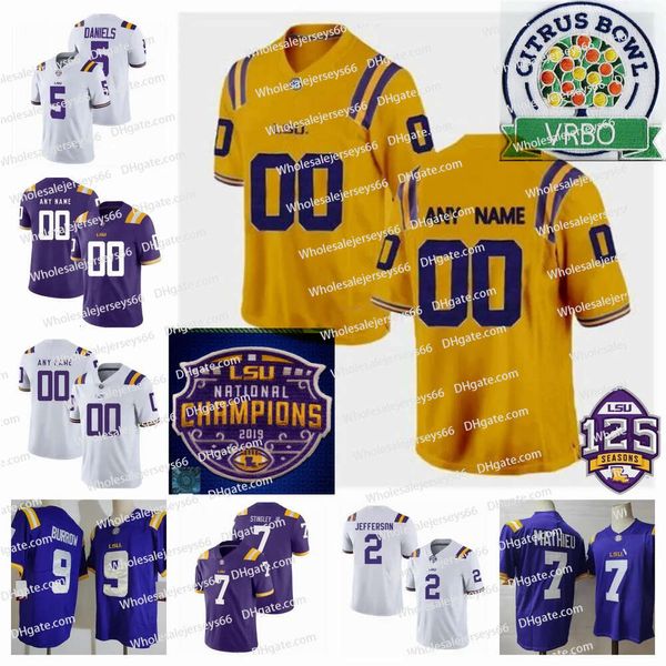 Jayden Daniels Jersey de futebol 9 Burrow 2 Kyren Lacy 4 John Emery 7 Kayshon Boutte 8 Malik Nabers 10 Jaray Jenkins 11 Brian Thomas Jr. 12 Tavion Faulk Lsu Tigers Jerseys