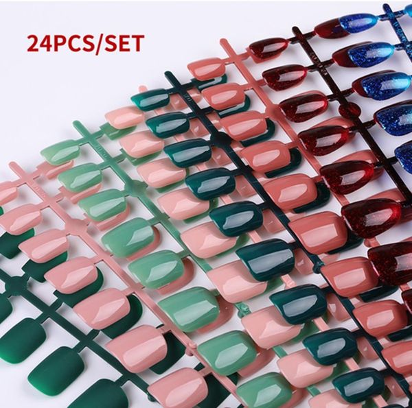 24 pcsset riutilizzabili rivolte artificiali False artificiale Copertina completa per stiletto decorato con design Press on Nails Art False Extension Suggerimento 3964691