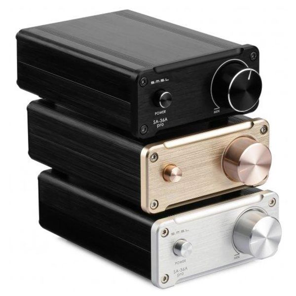 Amplificatore SMSL SA36A PRO AMP HIFI Big Power Digital Integrated TripAth Amplificatore stereo con adattatore a potenza da 12 V 3,8A Oro d'argento nero