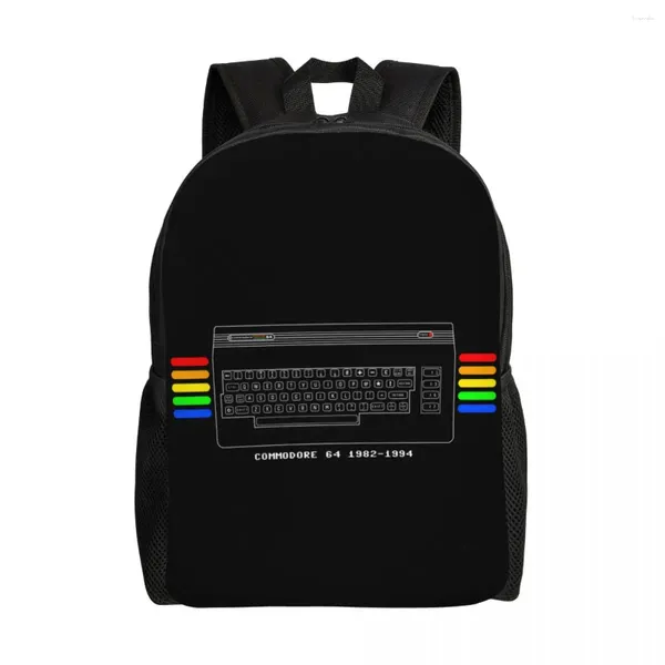 Backpack Commodore 64 para meninos meninas C64 Computer Game College School Travel Bags Momen Men Men Bookbag Fits de 15 polegadas laptop